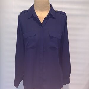 Forever 21 navy blue blouse with epaulets, Small